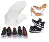 Kit 15 Organizadores de sapato, saltos e tênis com regulagem de altura - Transparente