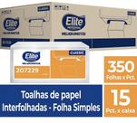Kit 15 Papel Toalha Folha Simples Interfolhado Elite