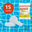 Kit 15 Pastilhas Cloro Multiação Genco 3 em 1 Para Piscinas