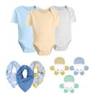 Kit 15 Pç Roupinha Bebê Body Bandana Touca Algodão Presente