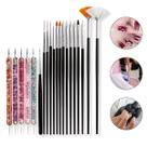 Kit 15 Pincéis 5 Boleadores Duas Pontas Decoração de Unhas Manicure Nail Art Nail Designer Unhas Naturais Unha de Gel