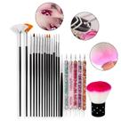 Kit 15 Pincéis Decoração Unhas 1 Espanador 5 Boleadores Manicure Nail Art Nail Designer