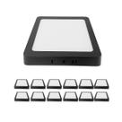 Kit 15 Plafon Led Sobrepor 12w Quadrado 3000k Preto Blumenau