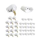 Kit 15 Plug Macho Gigante 3 Pinos + Tomada Fêmea 10A Branca - Ilumi Kit 15 Plug Macho Gigante 3 Pinos + Tomada Fêmea 10A Branca - Ilumi