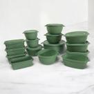 Kit 15 Potes Herméticos de Plástico com Tampa Empilháveis e Ultra Resistentes para Alimentos Cor:Verde Olivia