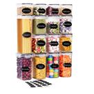 Kit 15 Potes Herméticos Mantimentos Quadrado Cozinha Tampa Trava Recipientes De Organização Luvinco