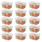 Kit 15 potes plásticos retangular 260ml com tampa, jogo pote BPA free. Conjunto potinhos fitness