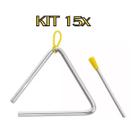 Kit 15 Triângulo Aço Cromado 15cm Liverpool TR 15+Batedor