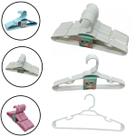 Kit 15 Unidades Cabides Infantis Reforçados Para Organização Branco Roupa Infantil Bebê