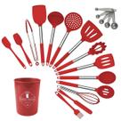 Kit 15 Utensílios De Cozinha Com Cabo De Inox E Silicone