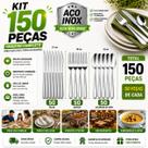 Kit 150 Talheres Inox Garfo Faca e Colher para Refeições Completas Perfeito para Casa Lanchonete Kit 150 Talheres Inox Garfo Faca e Colher para Refeições Completas Perfeito para Casa Lanchonete