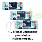 Kit 150 Toalhas Umedecidas Para Adultos - Banho de Leito Prevent Wipes (3 Embalagens)