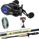 Kit 15kg Carretilha Anti Cabeleira Vara de Carbono e Leader