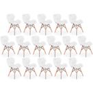 Kit 16 Cadeiras de Jantar Charles Eames Slim Wood Estofada - Branco