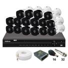 Kit 16 Câmeras 1120b Intelbras Dvr Intelbras Mhdx 1232 Sem Hd