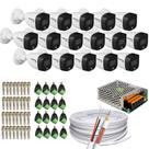 Kit 16 Câmeras Intelbras 1220b Full color+100m de Cabo e Conectores+1 Fonte 20amp 12v