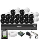 Kit 16 Câmeras Intelbras 1220b Full Hd Dvr Intelbras Imhdx 3132 Inteligência Artificial Hd 1tb