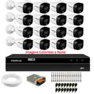Kit 16 Câmeras Intelbras VHD 1220 B Full Color Bullet Full HD 1080p Multi HD IR 20m + Dvr MHDX 1216