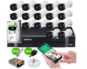 Kit 16 Câmeras Intelbras VHL 1220 B Full HD 1080 + DVR Intelbras 1216 + Acessórios C/Hd 2TB Completo