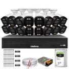 Kit 16 Câmeras Segurança FullColor Visão Noturna Colorida 1080p 2.8mm Dvr Intelbras 1tb