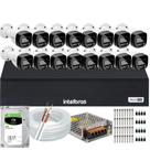 Kit 16 Cameras Segurança Intelbras VHD 3220b+ Microfone Audio Full Color 1080 Dvr Mhdx 3116c 5mp 2TB