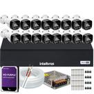 Kit 16 Cameras Segurança Intelbras VHD 3220b+ Microfone Audio Full Color 1080p Dvr 3116C 1TB Purple