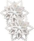 Kit 16 Flores Natal Com Glitter Branco Natalino Enfeite 10cm Kit 16 Flores Natal Com Glitter Branco Natalino Enfeite 10cm