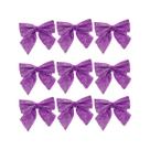 Kit 16 Lacinho Enfeites Pendente Laço Roxo Glitter 6cm Para Árvore de Natal Decoração Natalina