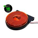Kit 16 Lanternas Lateral Carreta LED Âmbar Laranja 85mm com Suporte com Fio 12V 24V