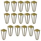 Kit 16 Pés de Metal 15 CM Hairpin Legs Mesas de Centro Puffs Dourado G41