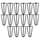 Kit 16 Pés de Metal 15 CM Hairpin Legs Mesas de Centro Puffs Preto G41