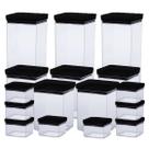 Kit 16 Potes Hermético Quadrado Lumini Black 480/1000/2200ML Kit 16 Potes Hermético Quadrado Lumini Black 480/1000/2200ML