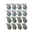 Kit 16 un roda rodízio fixo e giratório freio pvc bp 5 poleg