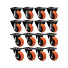 Kit 16 un roda rodízio fixo giratório pvc laranja 40mm móvel