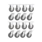 Kit 16 un rodízio roda fixo e giratório pvc cinza 4" 101mm Kit 16 un rodízio roda fixo e giratório pvc cinza 4" 101mm