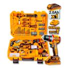 Kit 165 Ferramentas Ingco Parafusadeira Impacto 20V 66Nm Mandril de Meia Pol 23 Posições 0 a 1500RPM Bateria 20V 2Ah Maleta Rígida Pedreiros Obras