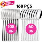 Kit 168 Pç Talher Inox Jogo Garfo Mesa E Colher Sopa Mesa Jantar Refeição Bar Restaurante Cozinha