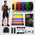 Kit 17 Itens Treino Casa Academia Extensor Faixa Elástica Preto, Azul, Verde, Amarelo E Vermelho