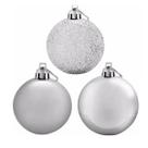 Kit 18 Bola De Natal Mista Prata 6cm Pendente Para Árvore Enfeite