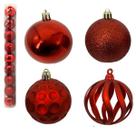 Kit 18 Bola Natal Mista 6cm Vermelha Pendente Enfeite Árvore