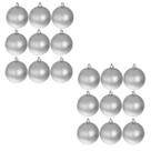 Kit 18 Bolas De Natal Lisa Prata 6cm Pendente Árvore Enfeite