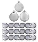 Kit 18 Bolas De Natal Mista 8cm Prata Decoração Árvore
