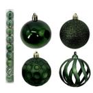 Kit 18 Bolas Natal Mista 6cm Verde Pendente Enfeite Árvore