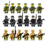 kit 18 bonecos policiais militares exercito blocos de montar