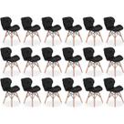 Kit 18 Cadeiras de Jantar Charles Eames Slim Wood Estofada - Preto Kit 18 Cadeiras de Jantar Charles Eames Slim Wood Estofada - Preto