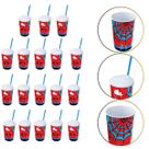 Kit 18 Copo de Plástico 550 ML Herói Homem Aranha Com Canudo
