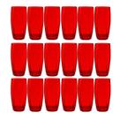 Kit 18 Copos de Vidro Vermelho Florida Mesa Chique 370ml