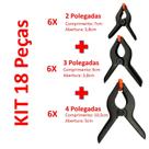 Kit 18 Grampos Pregador 6x 2Pol + 6x 3Pol + 6x 4Pol Garra Pinça Presilha Grampo Foto Marcenaria