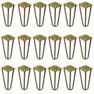 Kit 18 Pés de Metal 15 CM Hairpin Legs Mesas de Centro Puffs Dourado G41