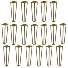 Kit 18 Pés de Metal 25 CM Hairpin Legs Rack e Puffs Dourado G41